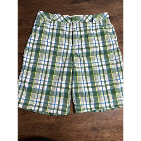 Puma Other - Puma Golf Shorts Mens 32 Green Plaid Performance Bermuda Preppy Casual Walking